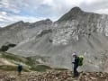 Heading down the long ridge to Stenton Lake.