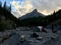 River bar near Guinn's camp.  You can pitch your on the river rock next to the camp or in the forest.