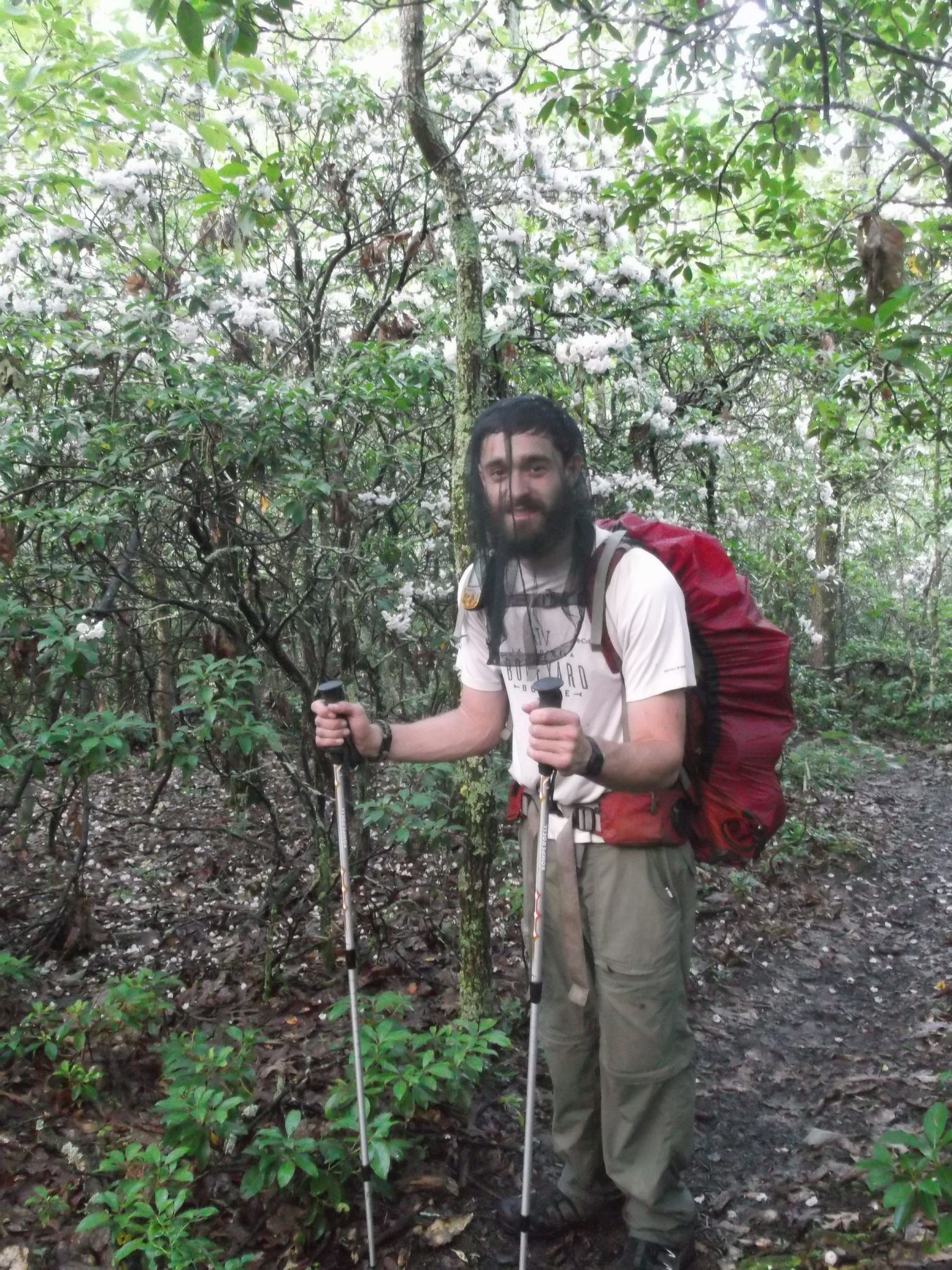 bug free with a bug net while hiking