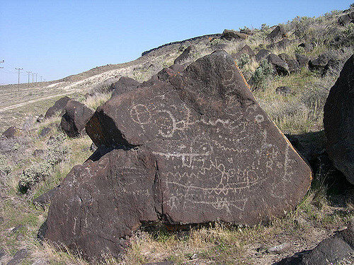 Petroglyphs in Melba Idaho by Lomatium