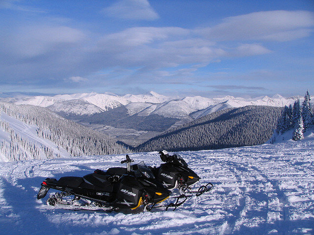 snowmobiling in winter