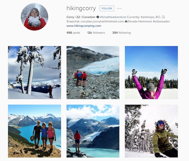 hiking corry on instagram