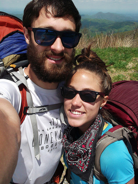 wearing sunglasses on trail