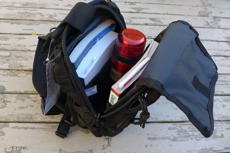 Three big guidebooks and thermos made it in, with room to spare for a sandwich.