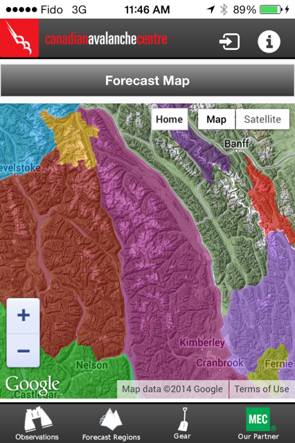 The new CAC mobile avalanche app has interactive capability
