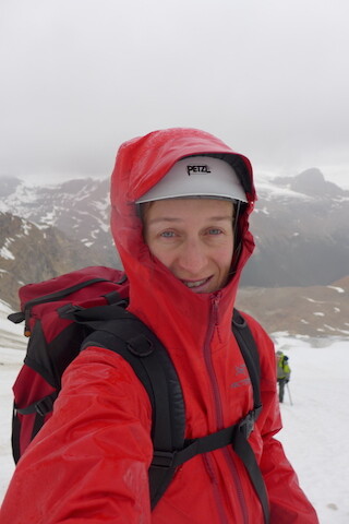 alpha lt hood fits over a climbing helmet easily