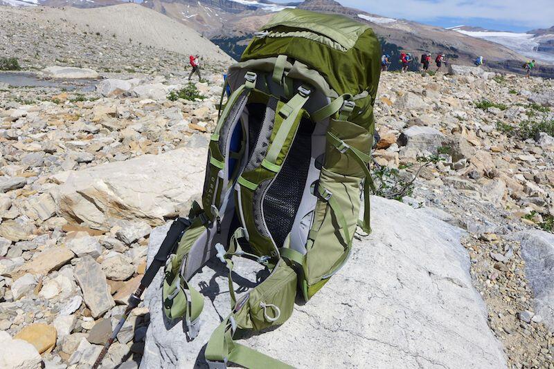 The Osprey Aura showing the mesh on the back.