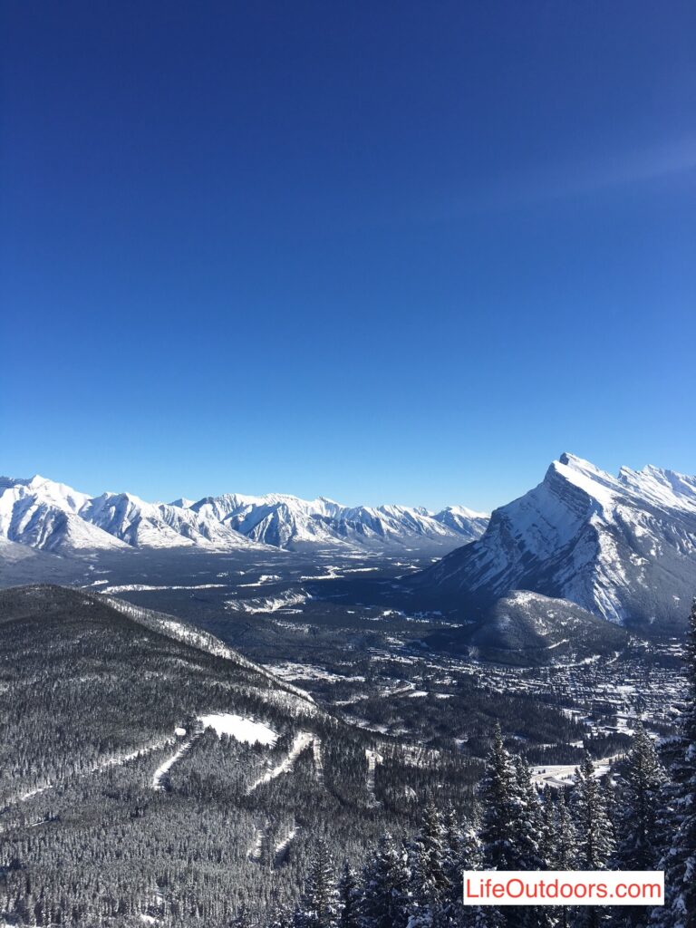 View of Banff and the Bow Valley from Mount Norquay ski area.