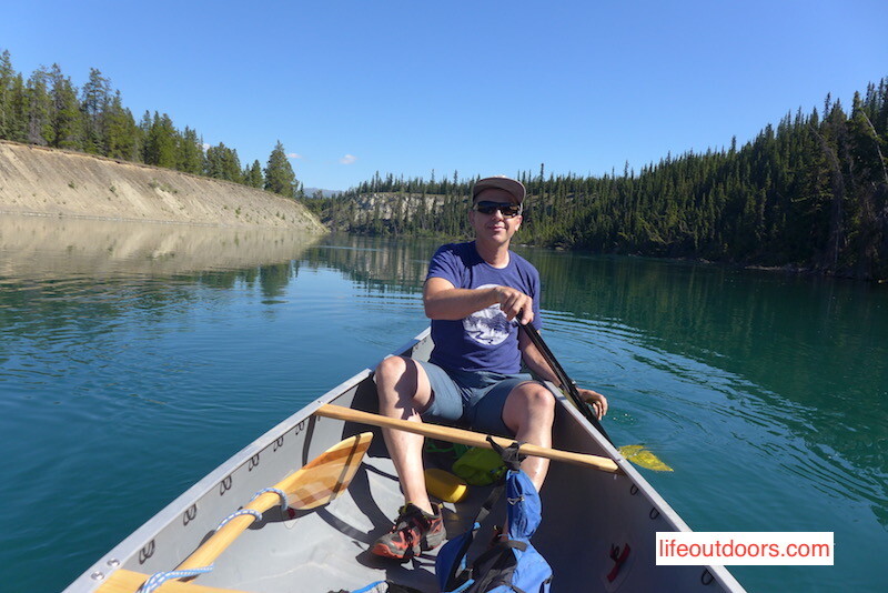 Paddling the Hellman canoe down the Yukon river on a gorgeous summer day.