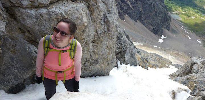 Staying warm and dry in the mountains with a merino wool base layer.