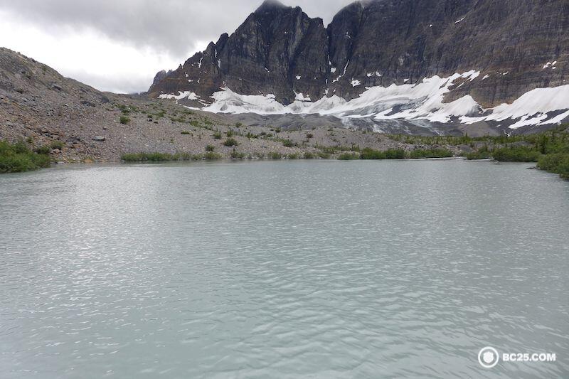 Water from glaciers, like this glacial tarn, tastes very good and his high in minerals. This water is filtered through rocks as it comes down the glacier and down mountain cliffs.