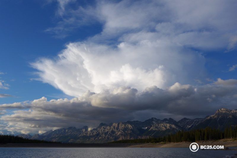 thunderstorm bow river canmore alberta