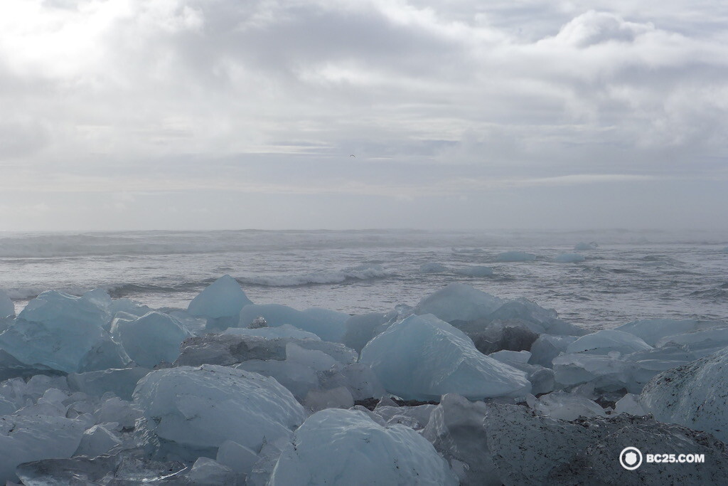 Icebergs float past iceland heading south, where they slowly melt. 
