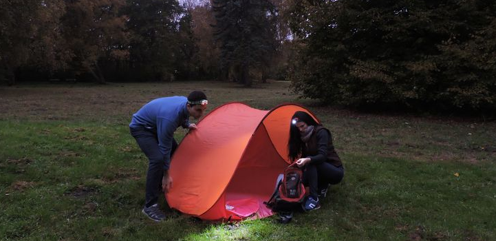 using headlamps while camping