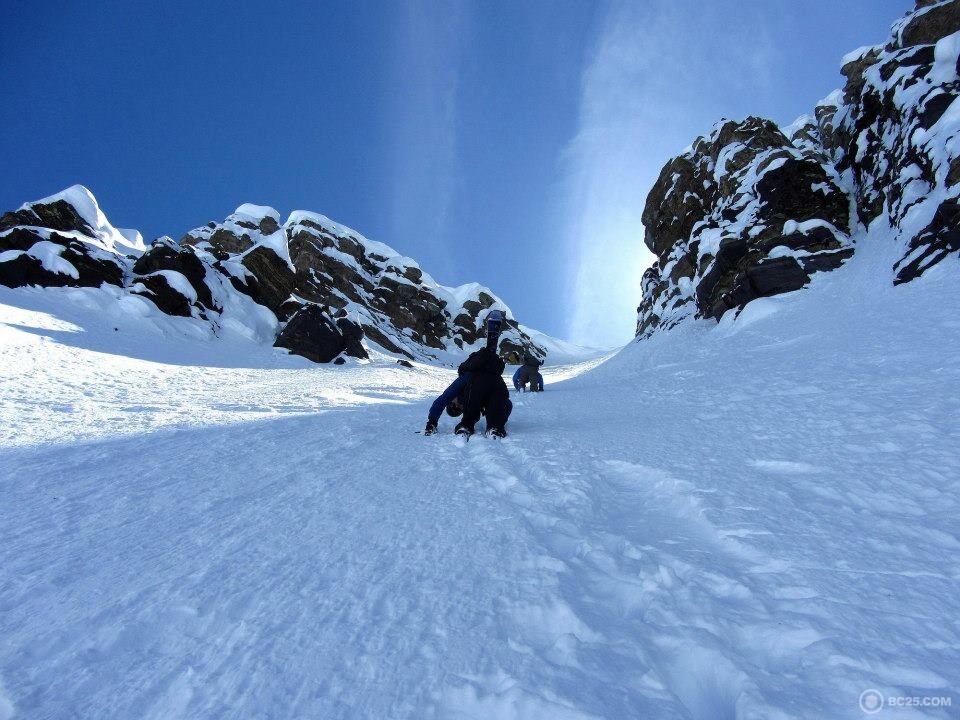 Skiing the Aemmer Couloir on Mt. Temple