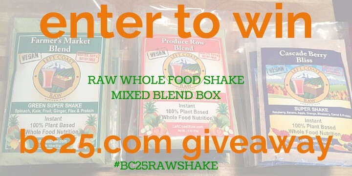Enter to Win Raw Whole Food Shake Mixed Blend Box (21 Pouches)