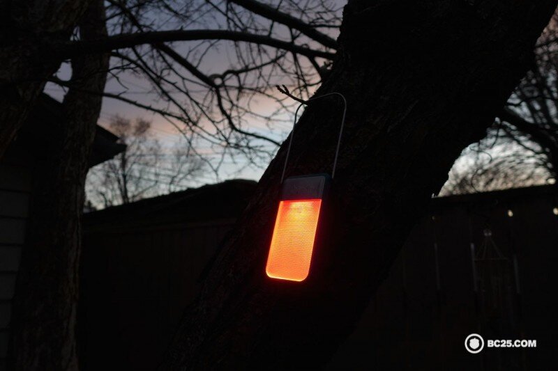 Red light mode on the Biolite PowerLight Mini.