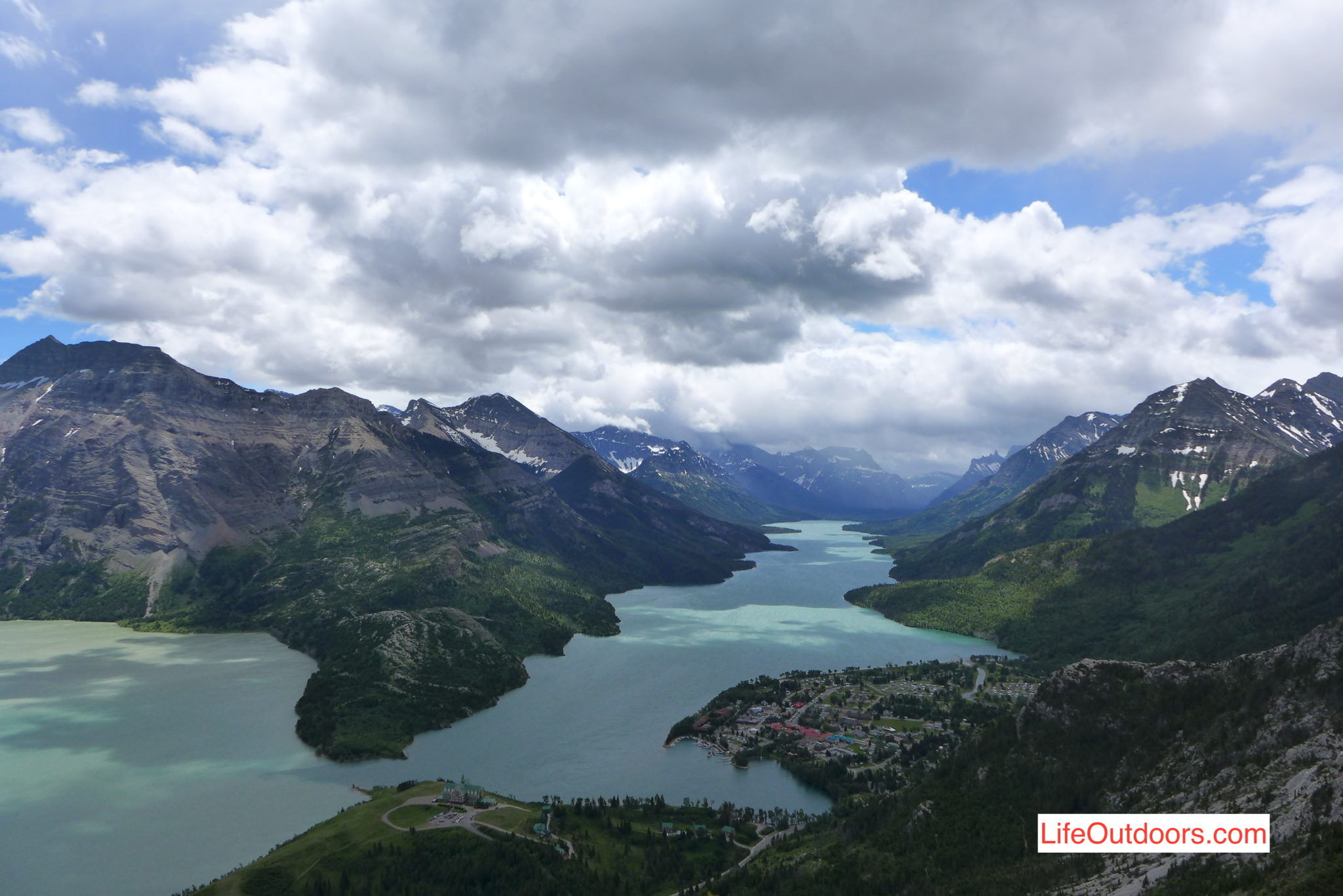 Waterton townsite view from Mount Crandell.