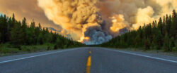 Big Wildfire in Banff National Park in Alberta