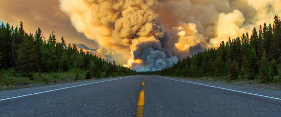 Big Wildfire in Banff National Park in Alberta