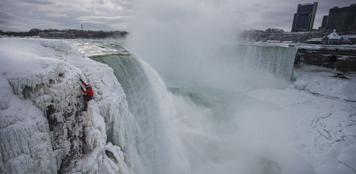 Will Gadd climbs frozen Niagara Falls